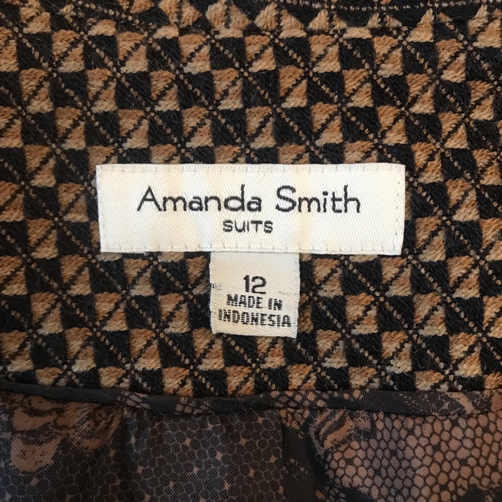 Amanda Smith Suit Jacket Dress Jacket Womens Size 12 Medium Brown Black Pockets - Picture 4 of 12